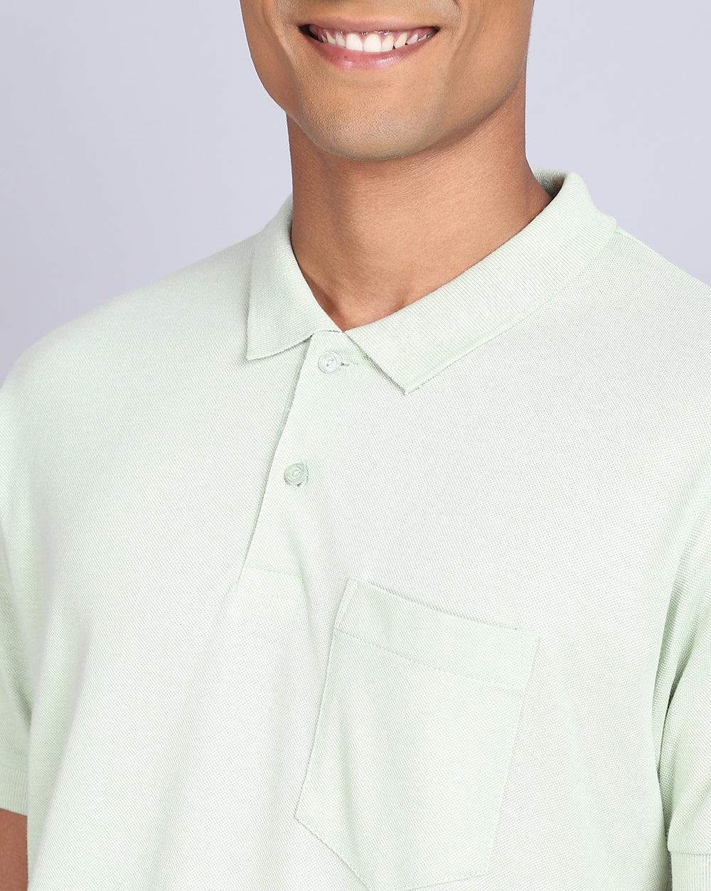 Regular Fit 2 Button Polo T-Shirt-Light Green
