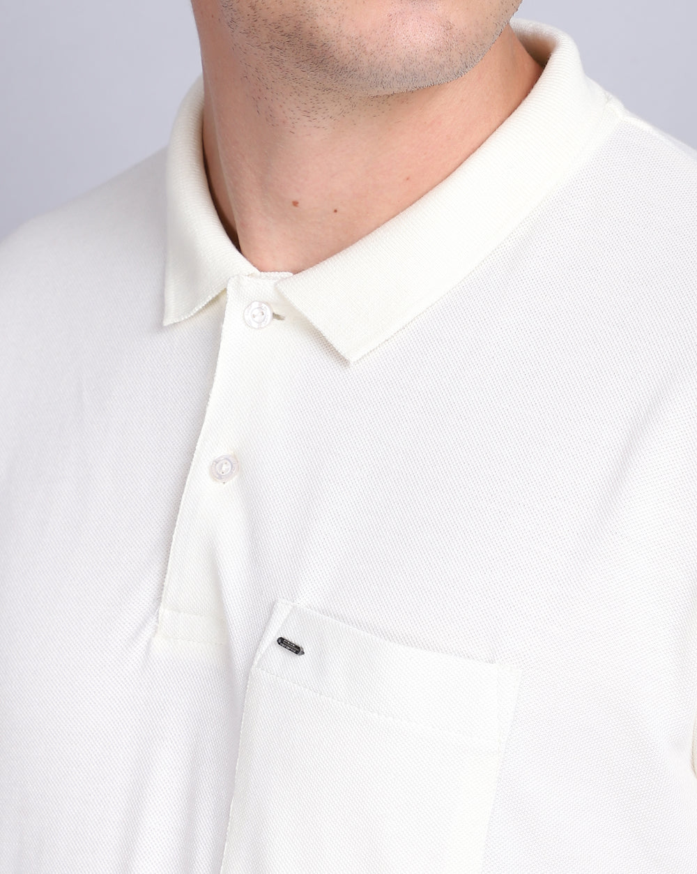 Regular Fit 2 Button Polo T-Shirt-Cream