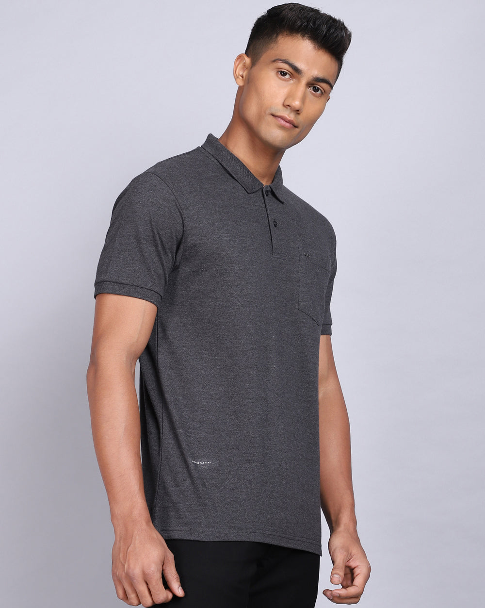 Regular Fit 2 Button Polo T-Shirt-Antra Melange