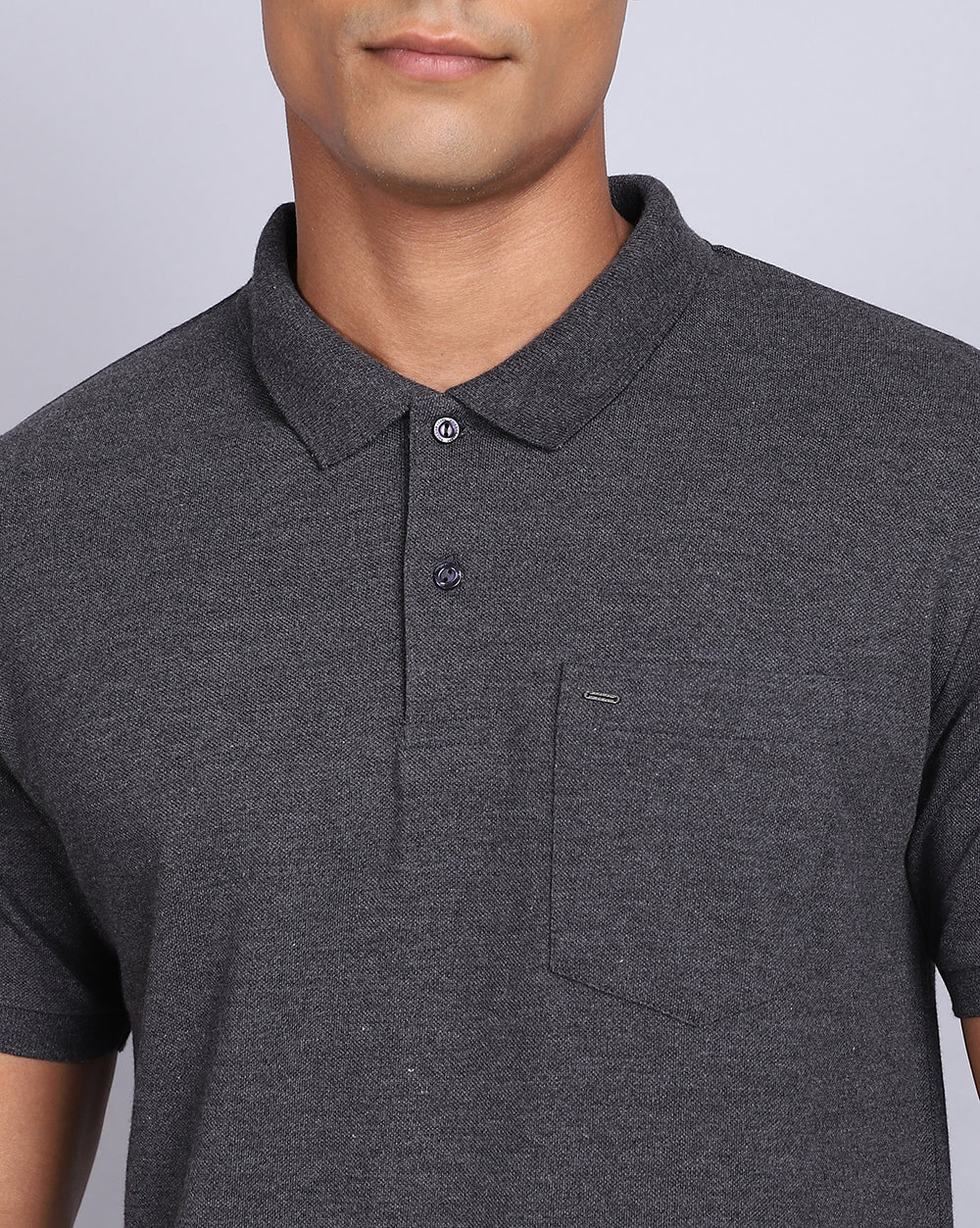 Regular Fit 2 Button Polo T-Shirt-Antra Melange
