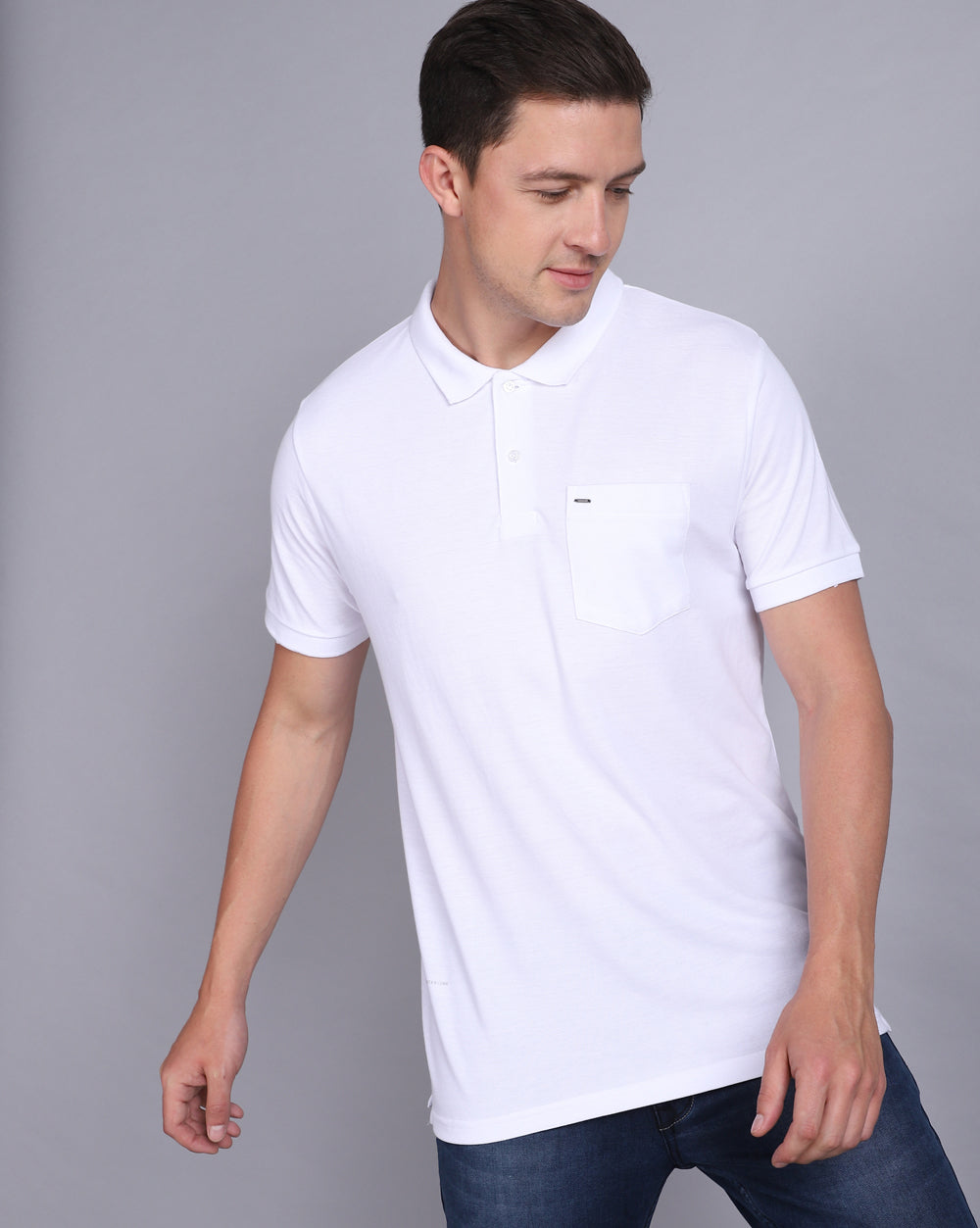 Regular Fit 2 Button Polo T-Shirt-White