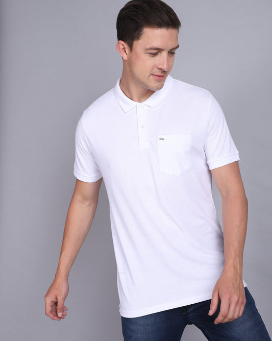 Regular Fit 2 Button Polo T-Shirt-White