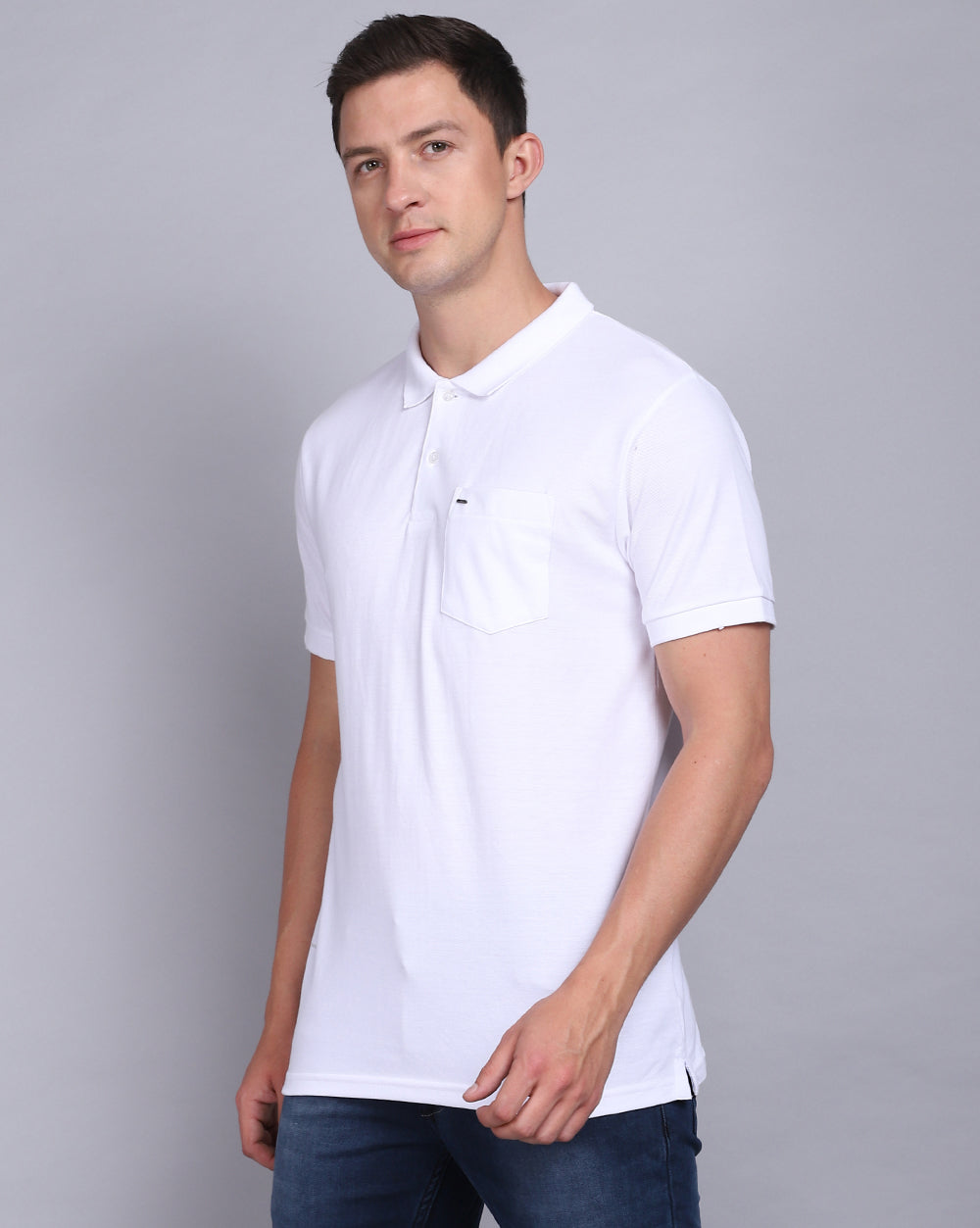 Regular Fit 2 Button Polo T-Shirt-White