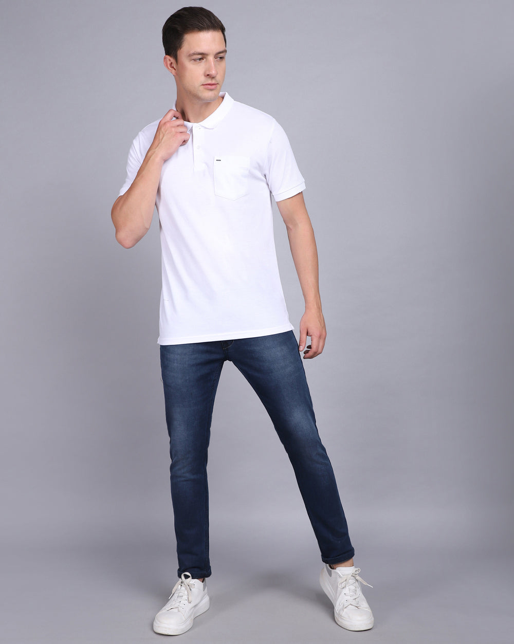 Regular Fit 2 Button Polo T-Shirt-White
