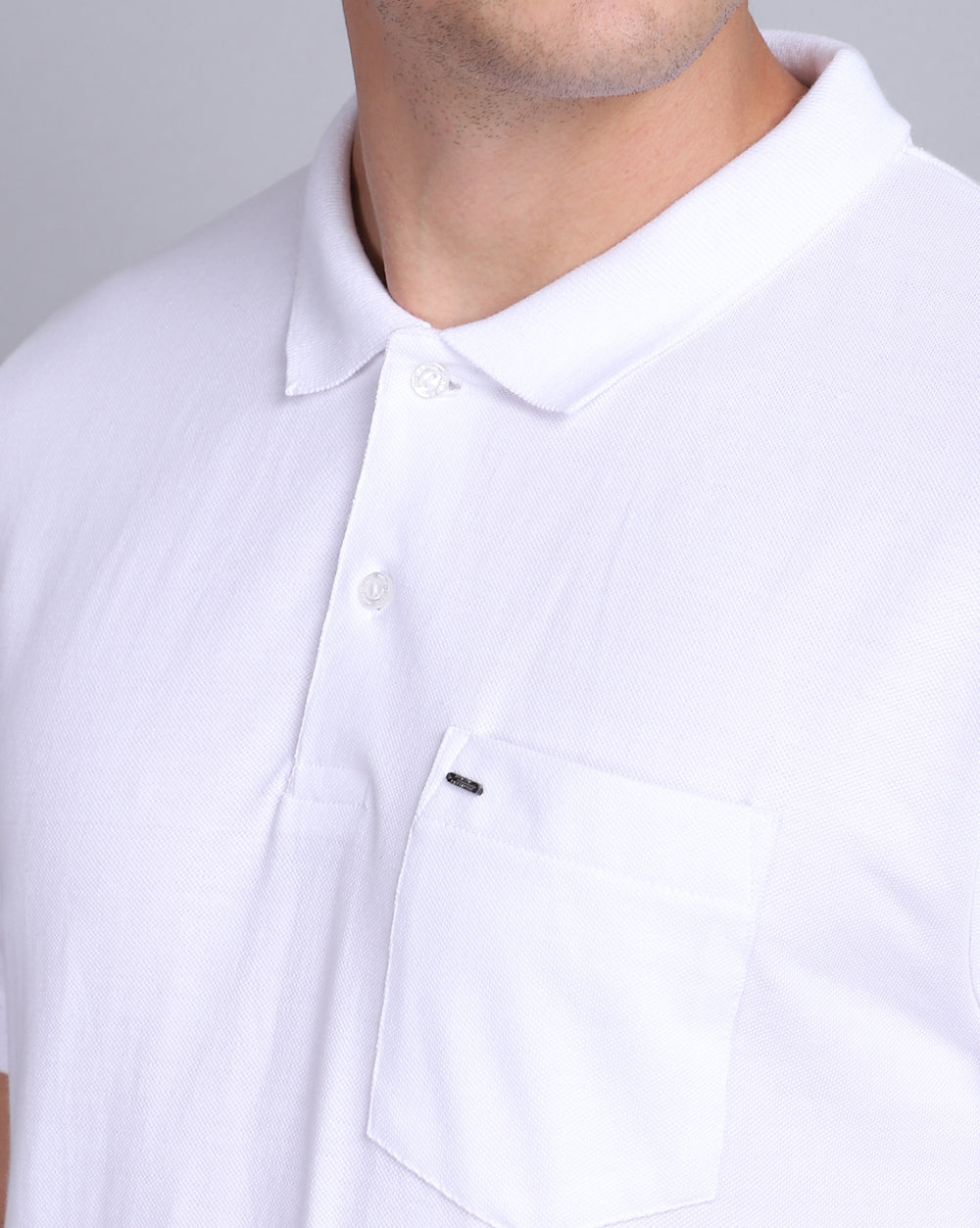 Regular Fit 2 Button Polo T-Shirt-White