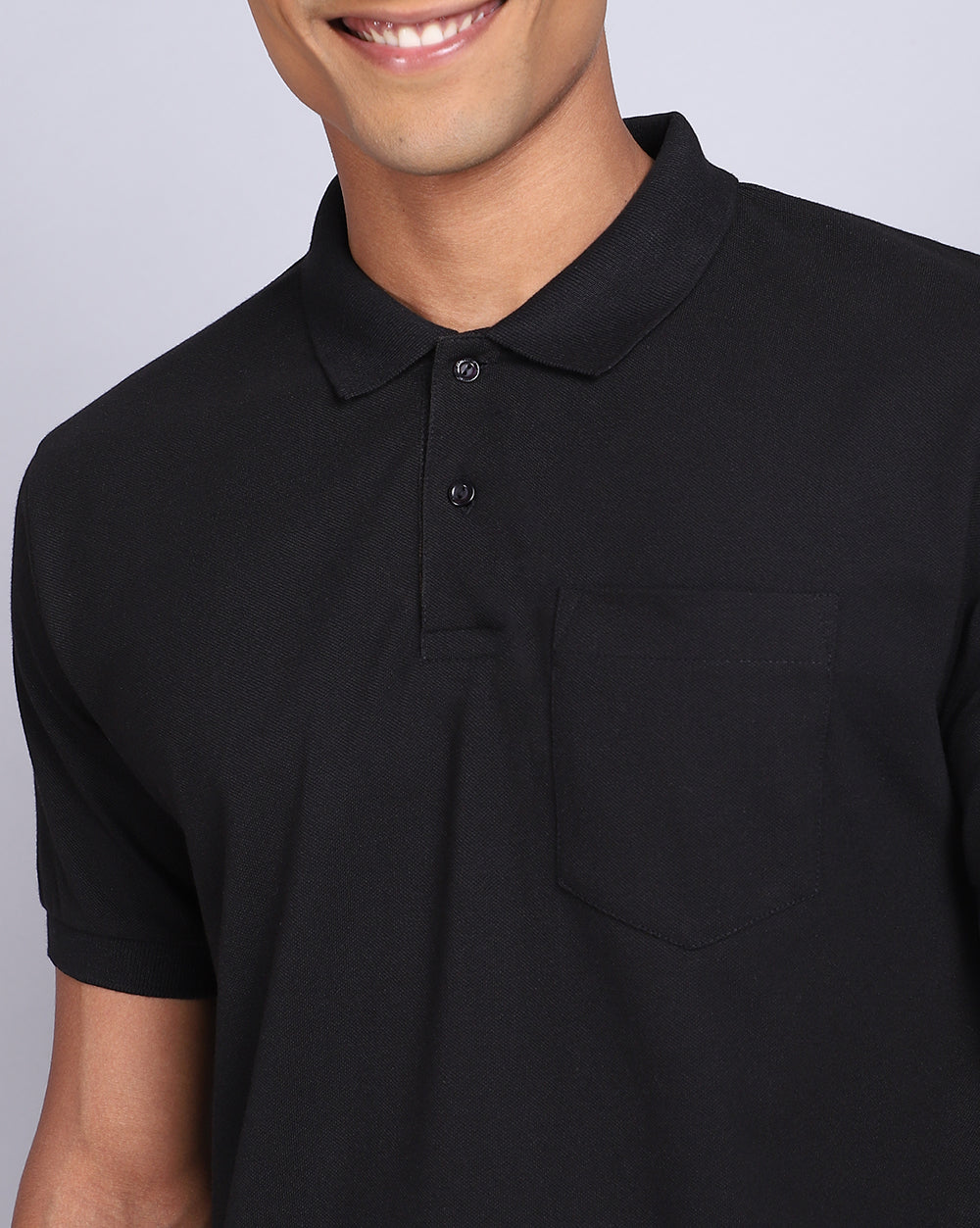 Regular Fit 2 Button Polo T-Shirt-Black