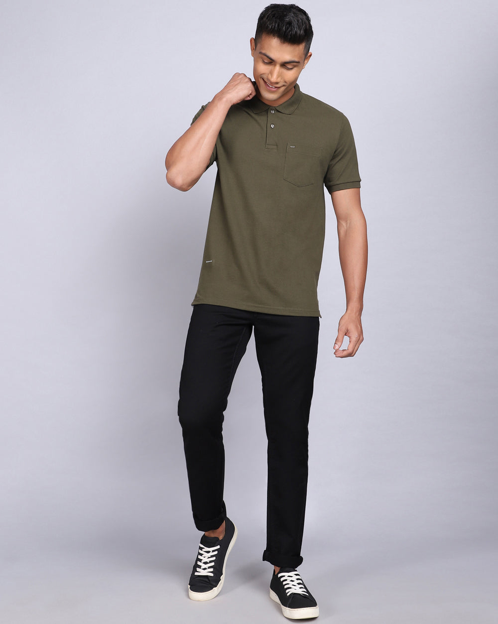 Regular Fit 2 Button Polo T-Shirt-Olive
