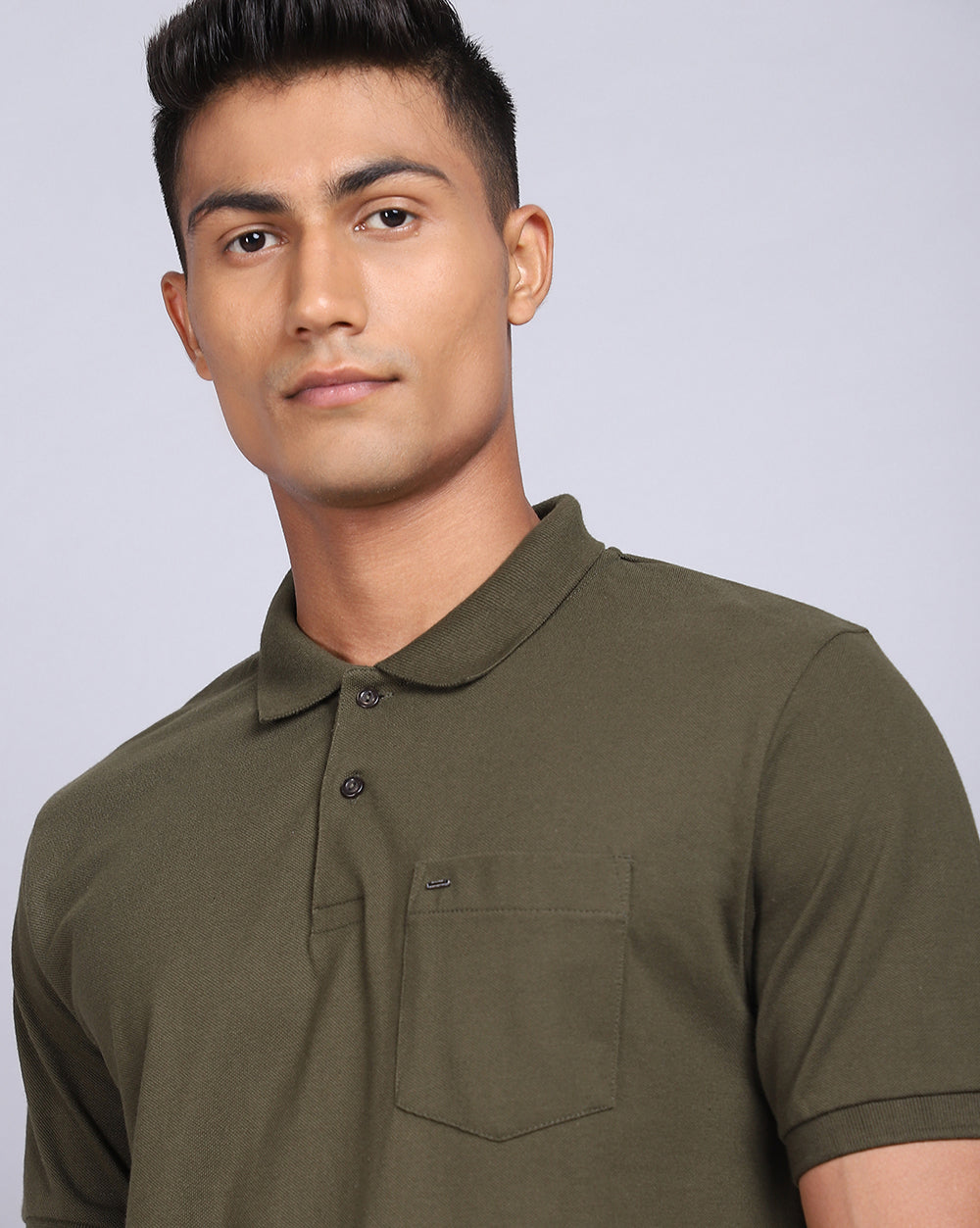 Regular Fit 2 Button Polo T-Shirt-Olive