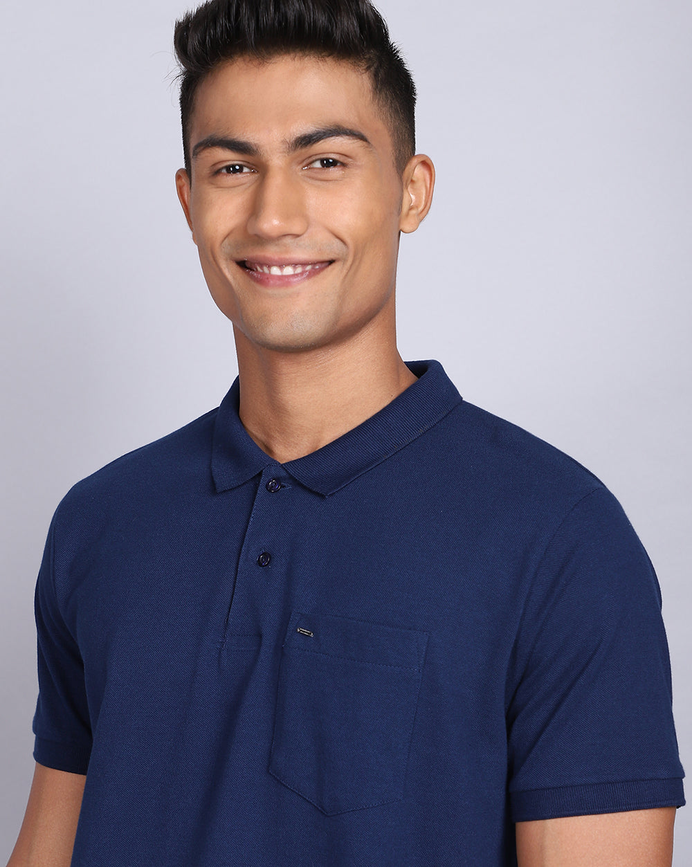 Regular Fit 2 Button Polo T-Shirt-Cobalt Blue