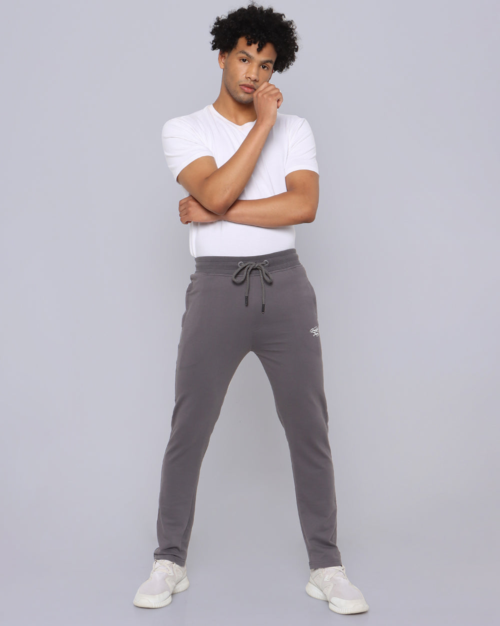 Grey Solid Active Pant