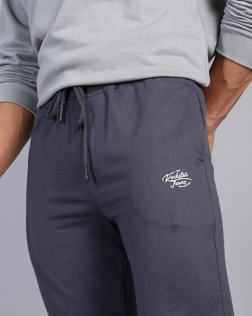 Dark Grey Solid Active Pant