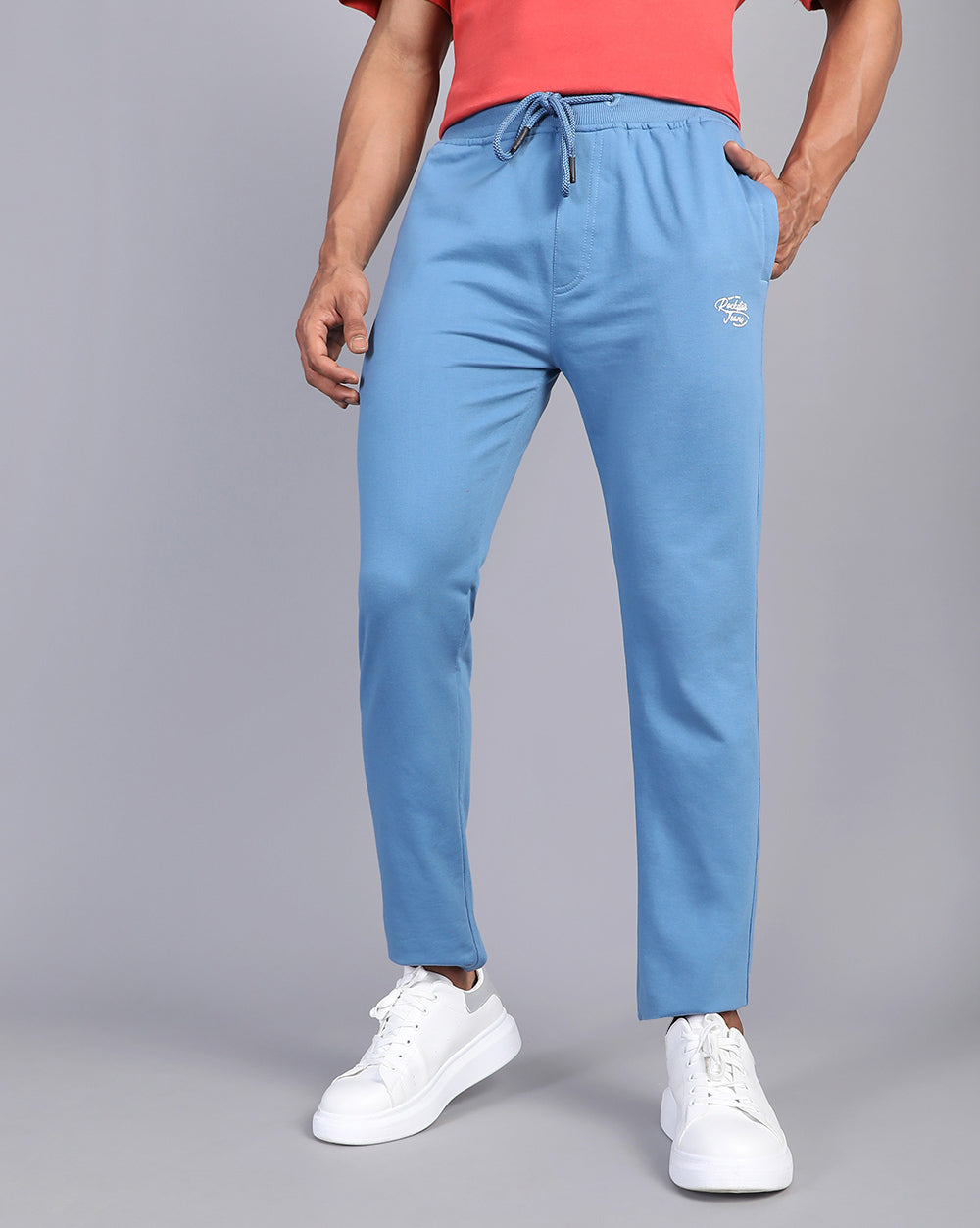 Sky Blue Solid Active Pant