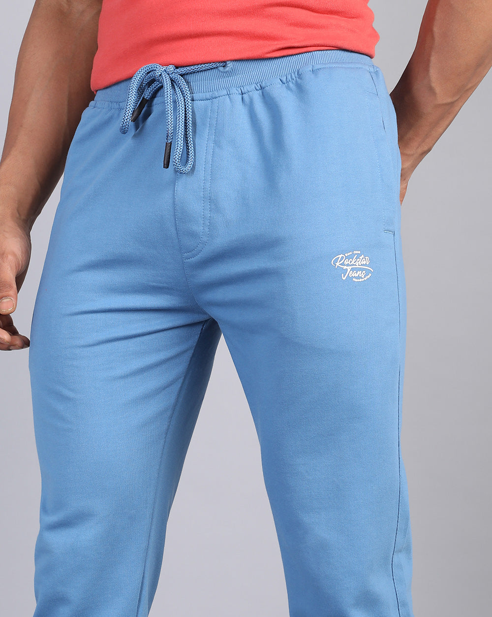 Sky Blue Solid Active Pant