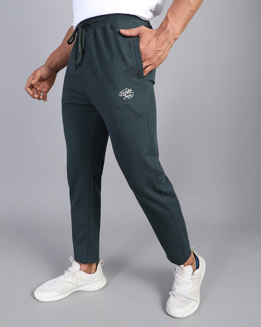Bottle Green Solid Active Pant