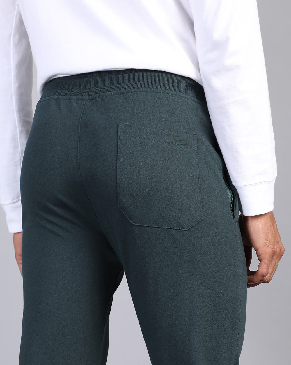 Bottle Green Solid Active Pant