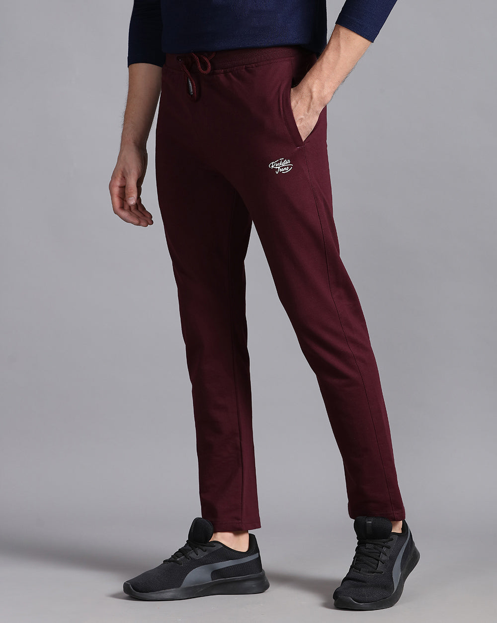 Maroon Solid Active Pant