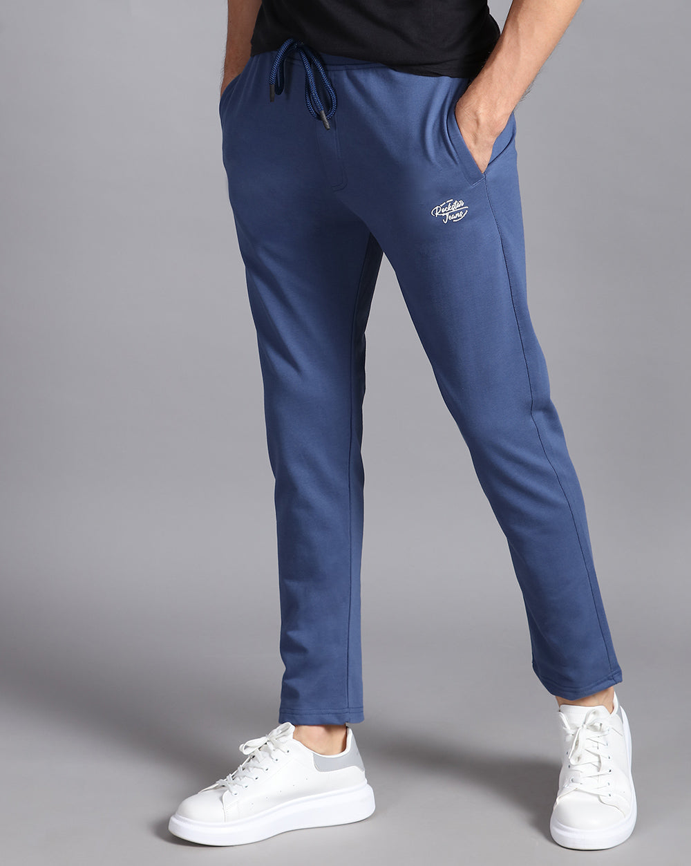 Blue Solid Active Pant