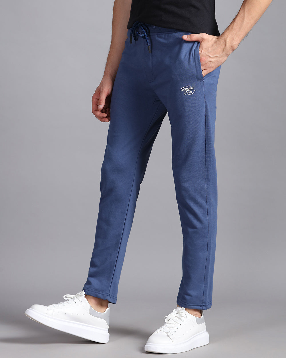 Blue Solid Active Pant