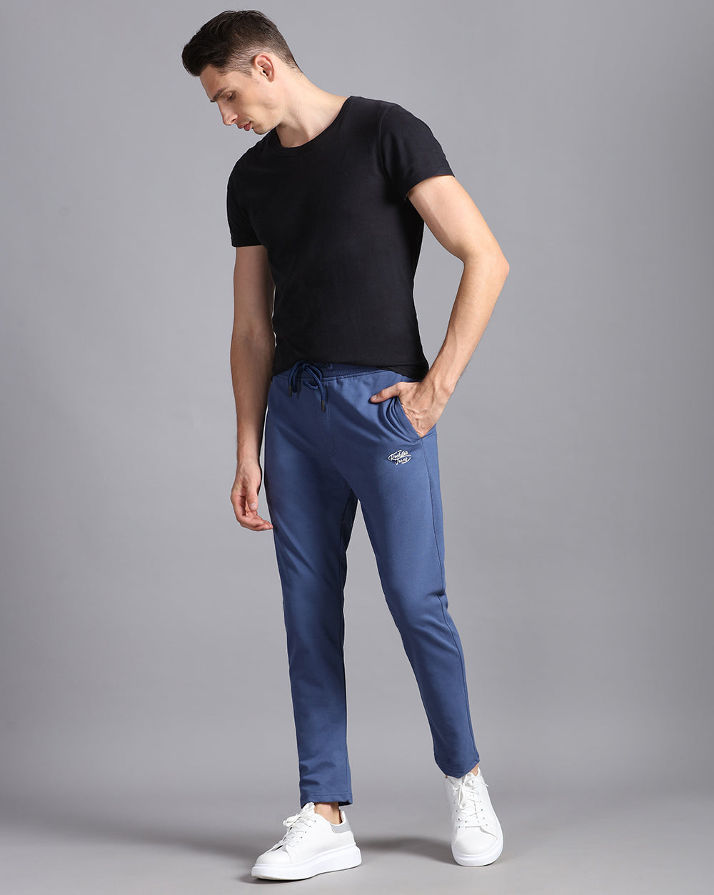 Blue Solid Active Pant