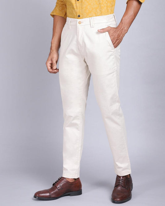 Ankle Fit Trouser-Cream