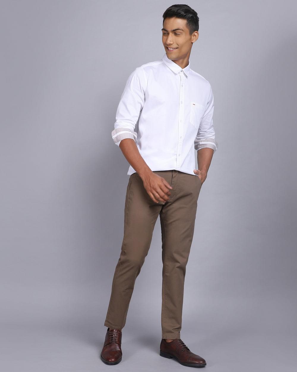 Ankle Fit Trouser-Brown