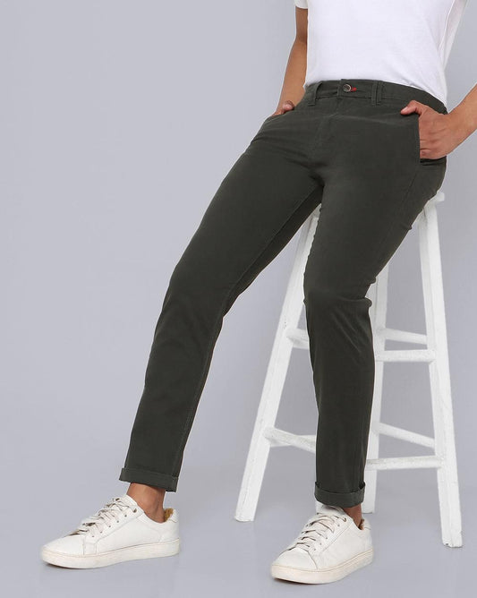Ankle Fit Trouser-Green