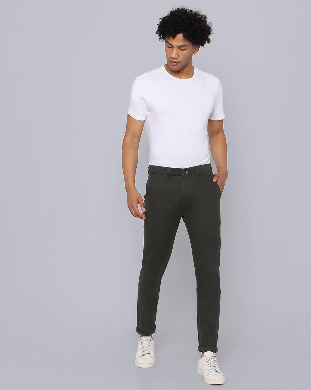 Ankle Fit Trouser-Green