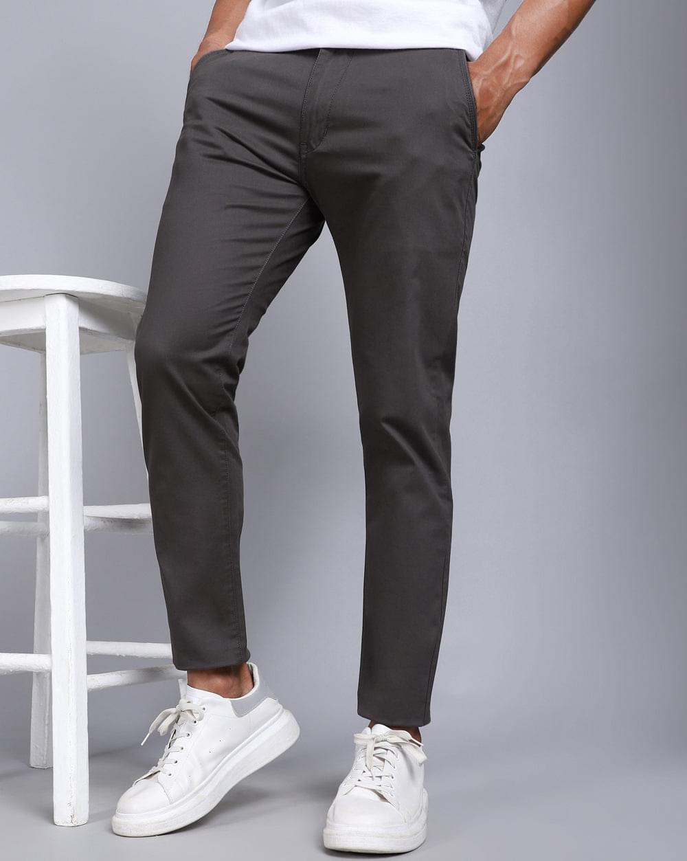 Ankle Fit Trouser-Charcoal