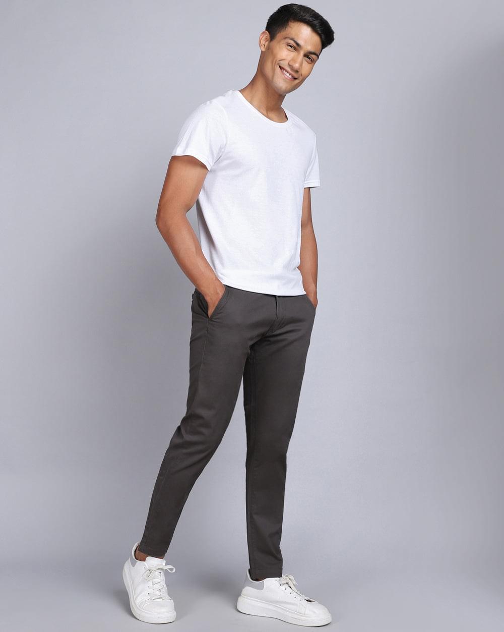 Ankle Fit Trouser-Charcoal