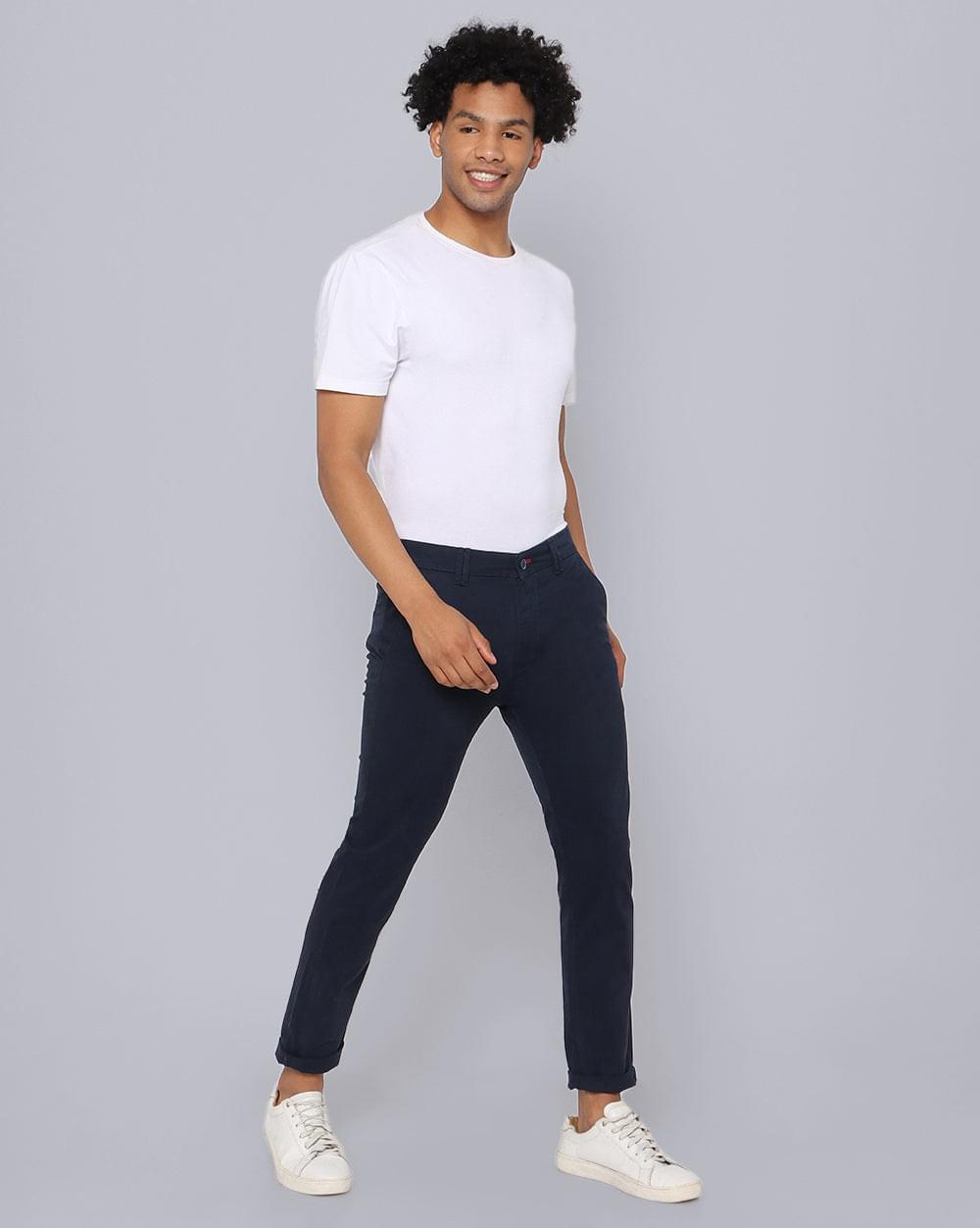 Ankle Fit Trouser-Navy