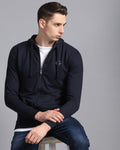 Solid Hooded Sweatshirt-Navy