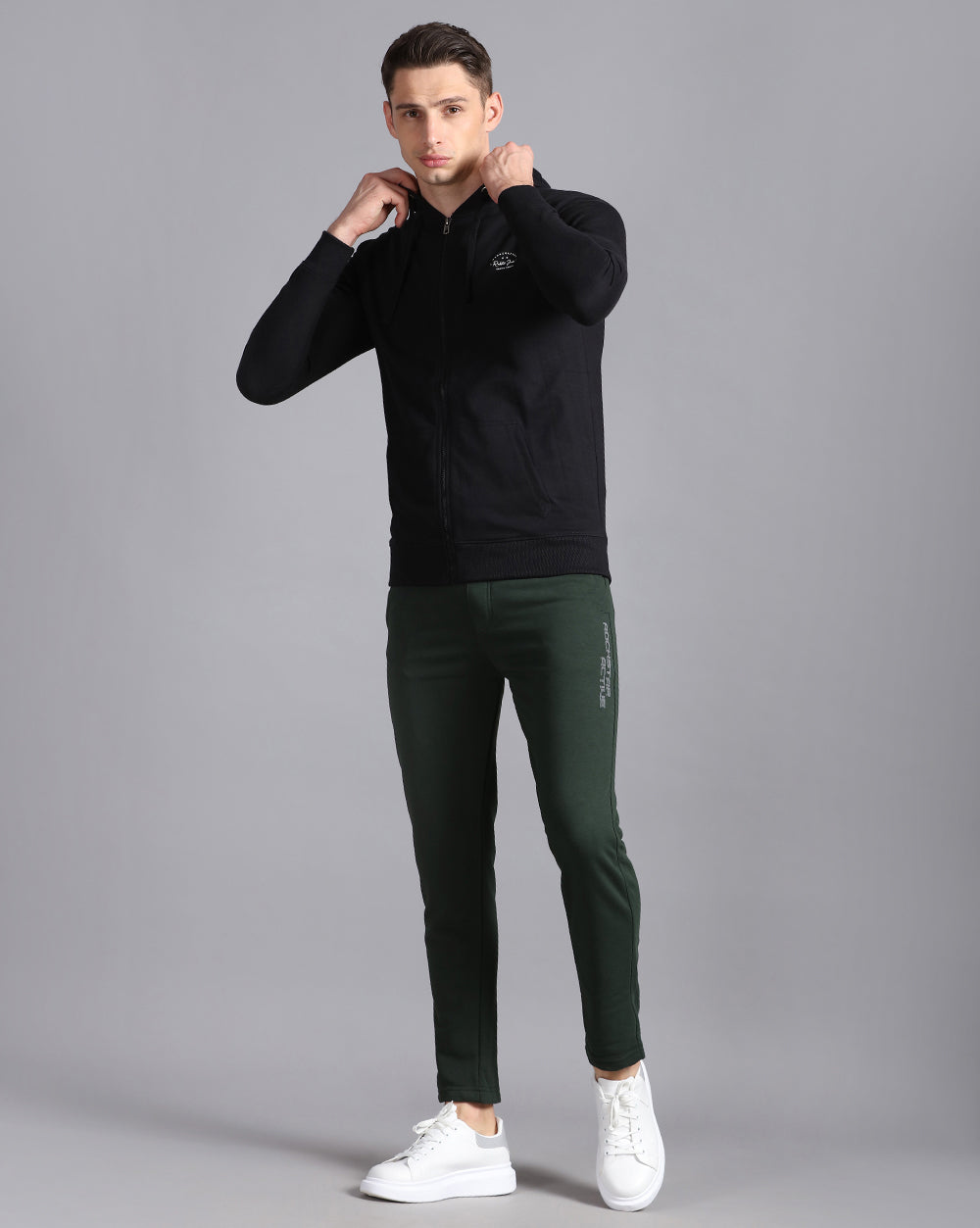 Solid Hooded Sweatshirt-Black