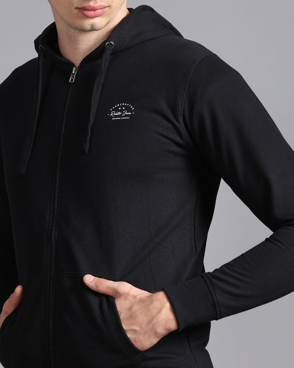 Solid Hooded Sweatshirt-Black
