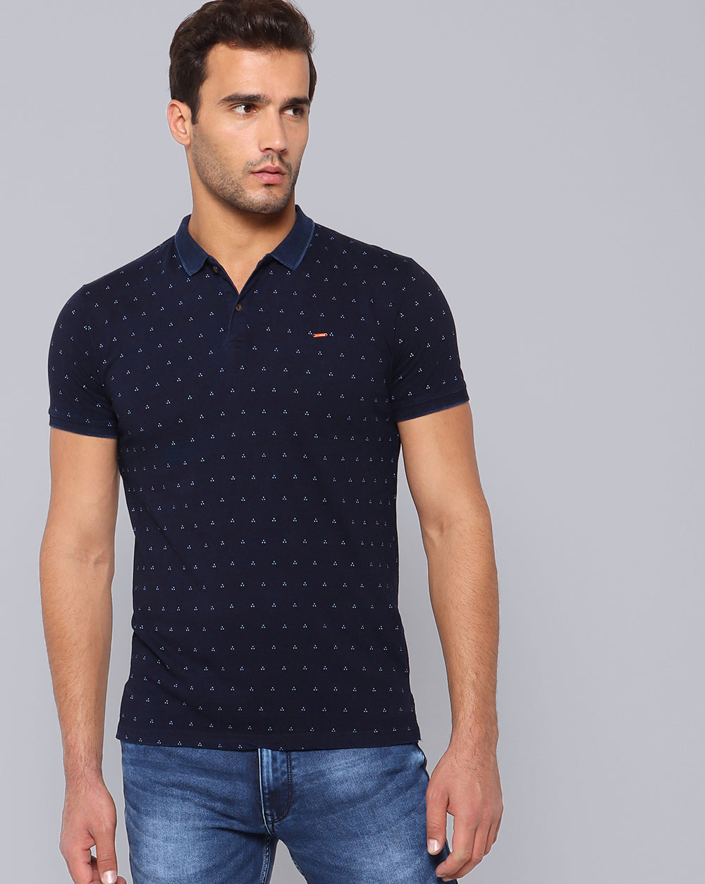 Navy  Printed Casual T-Shirt