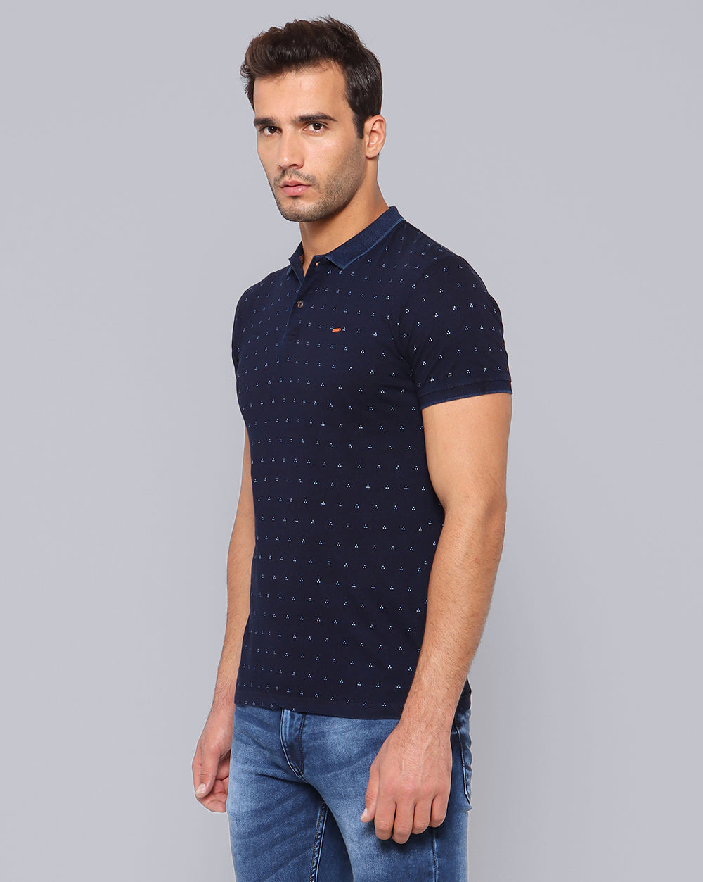 Navy  Printed Casual T-Shirt