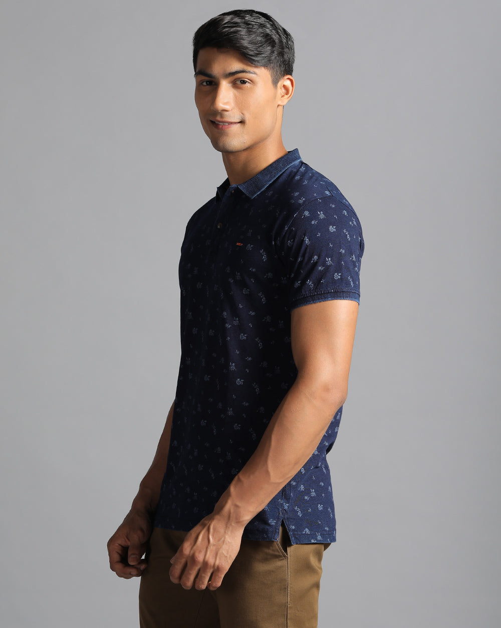 Navy  Printed Casual T-Shirt