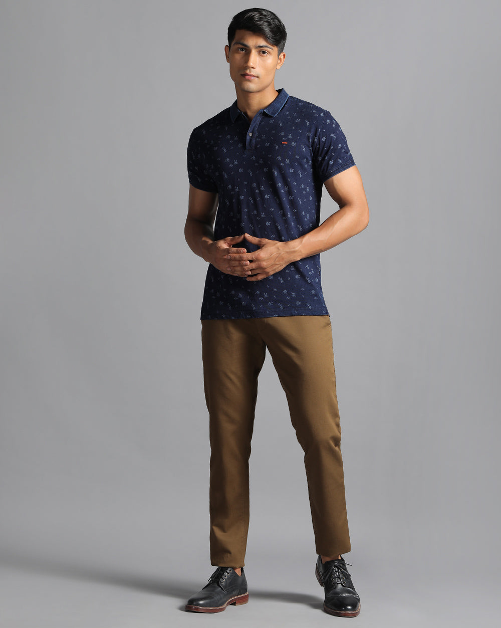 Navy  Printed Casual T-Shirt
