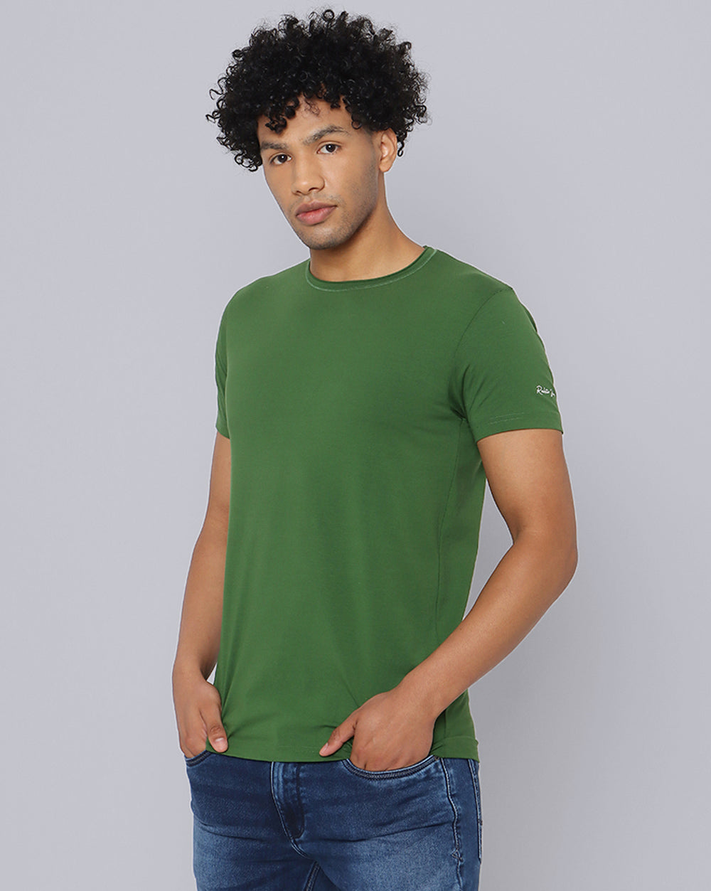 Crewneck Strech T-Shirt-Forest Green