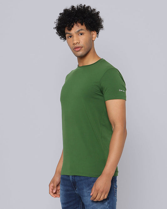 Crewneck Strech T-Shirt-Forest Green