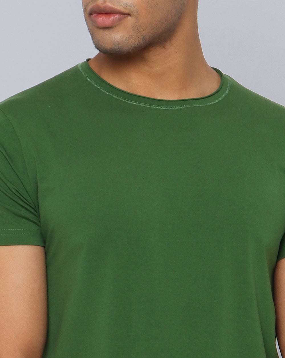 Crewneck Strech T-Shirt-Forest Green