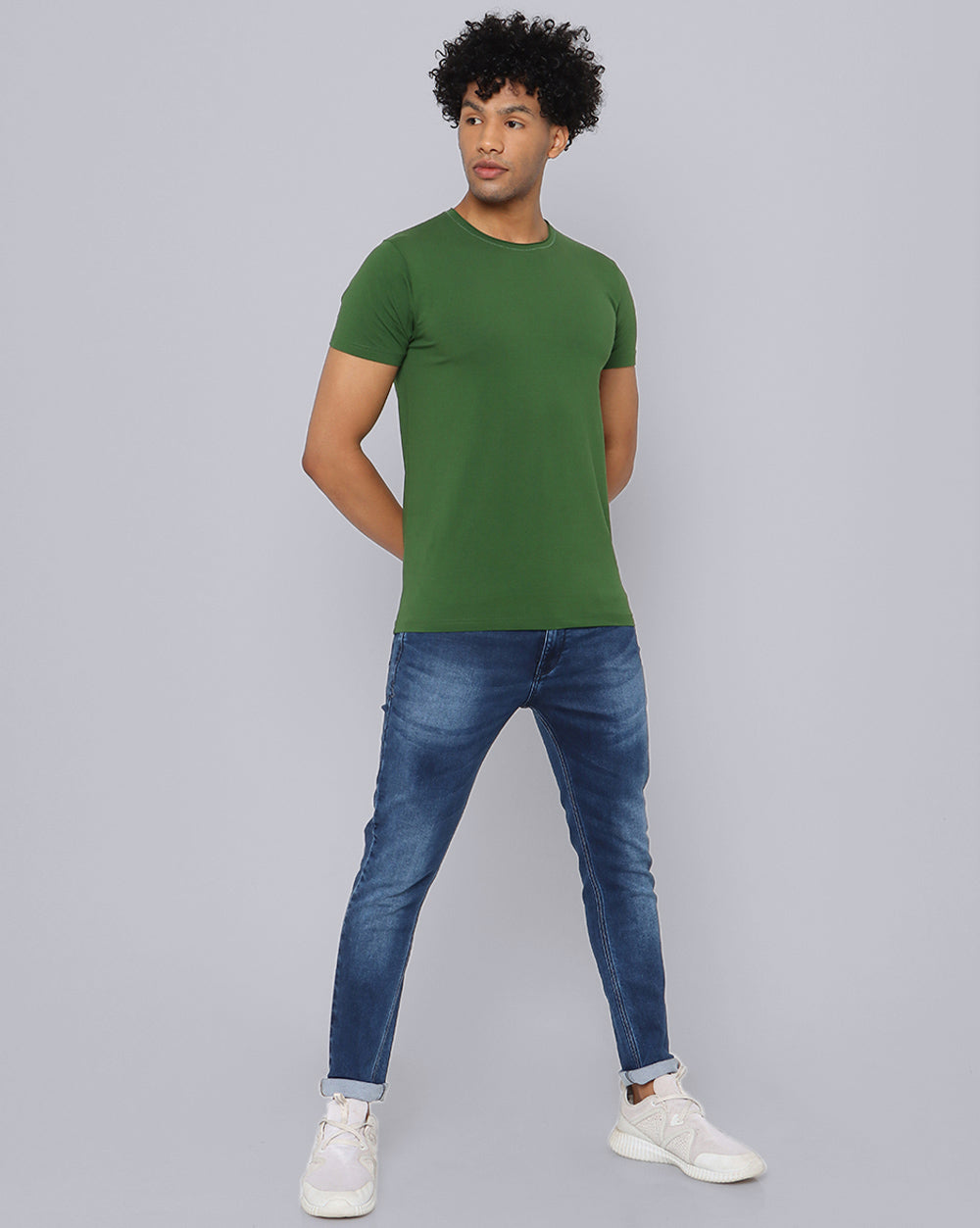 Crewneck Strech T-Shirt-Forest Green