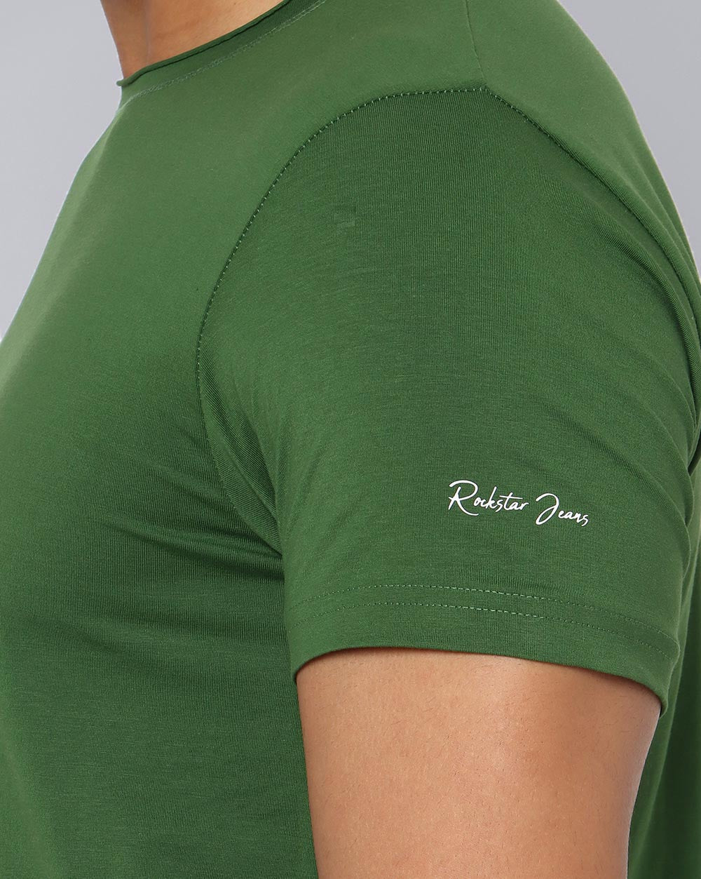 Crewneck Strech T-Shirt-Forest Green