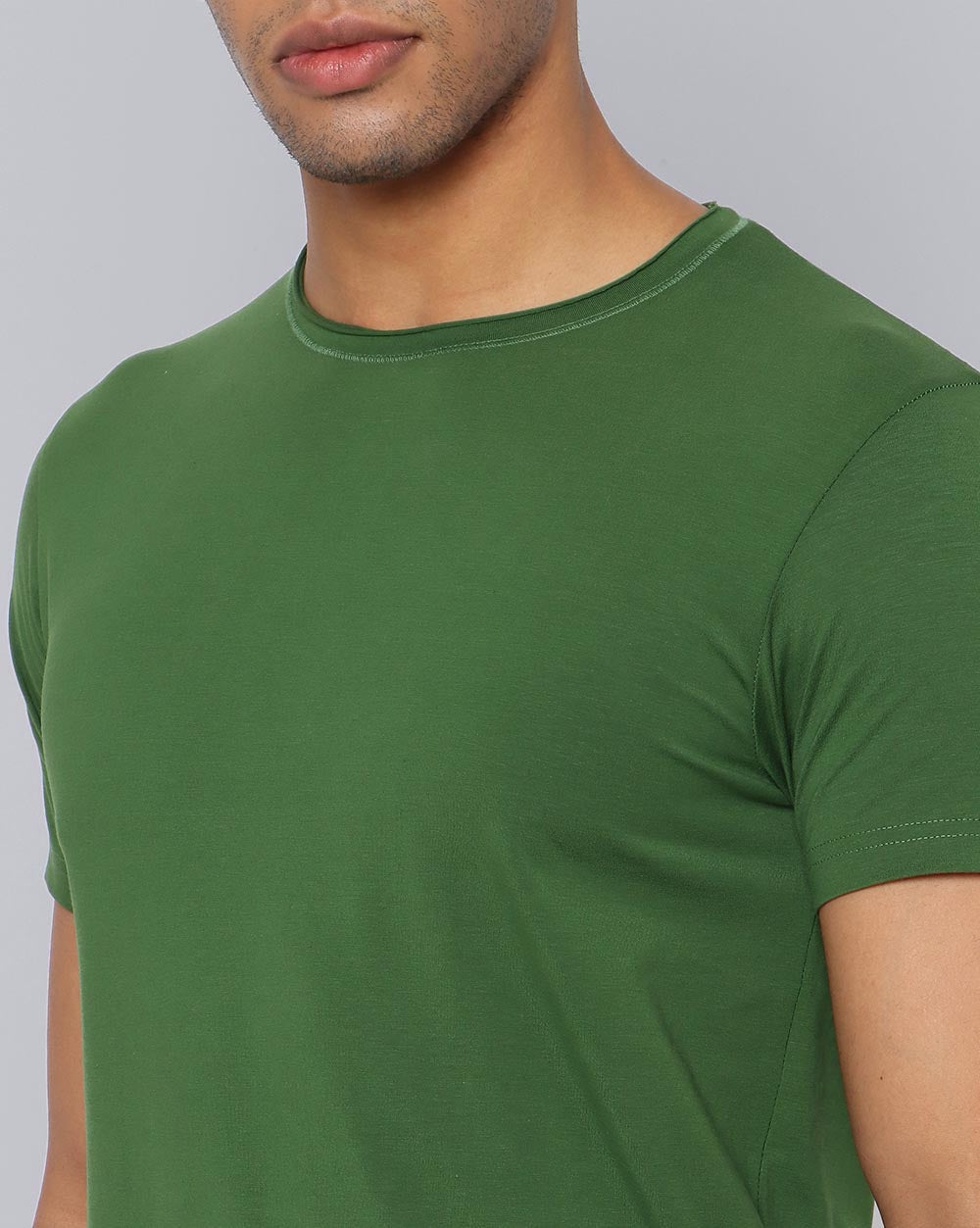 Crewneck Strech T-Shirt-Forest Green