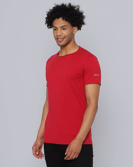 Crewneck Strech T-Shirt-Deep Red