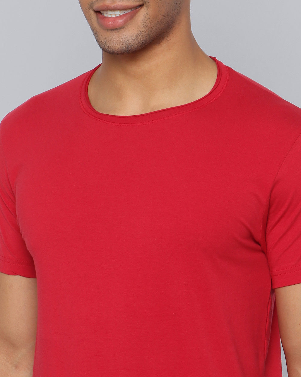 Crewneck Strech T-Shirt-Deep Red
