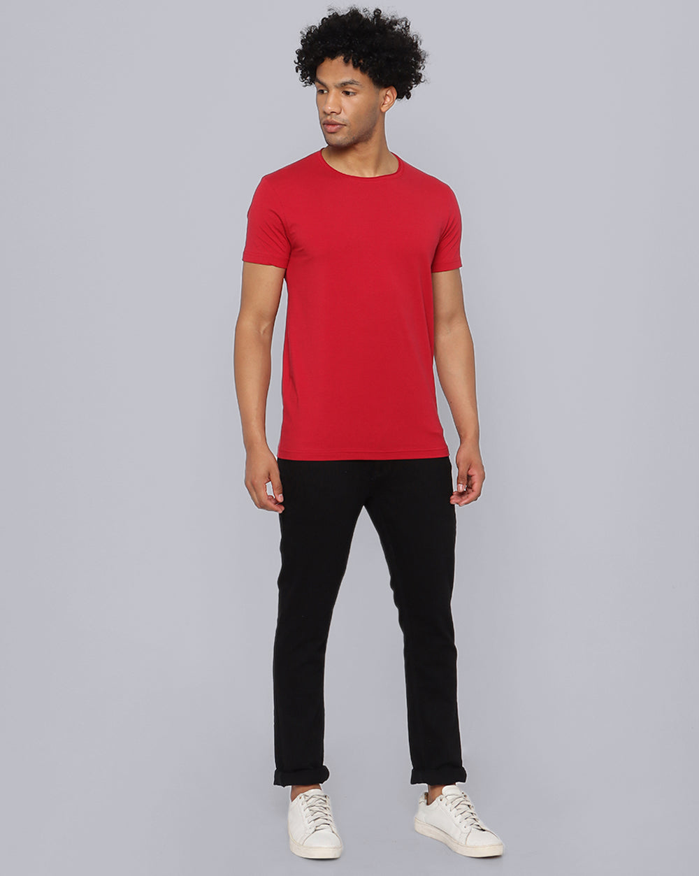 Crewneck Strech T-Shirt-Deep Red