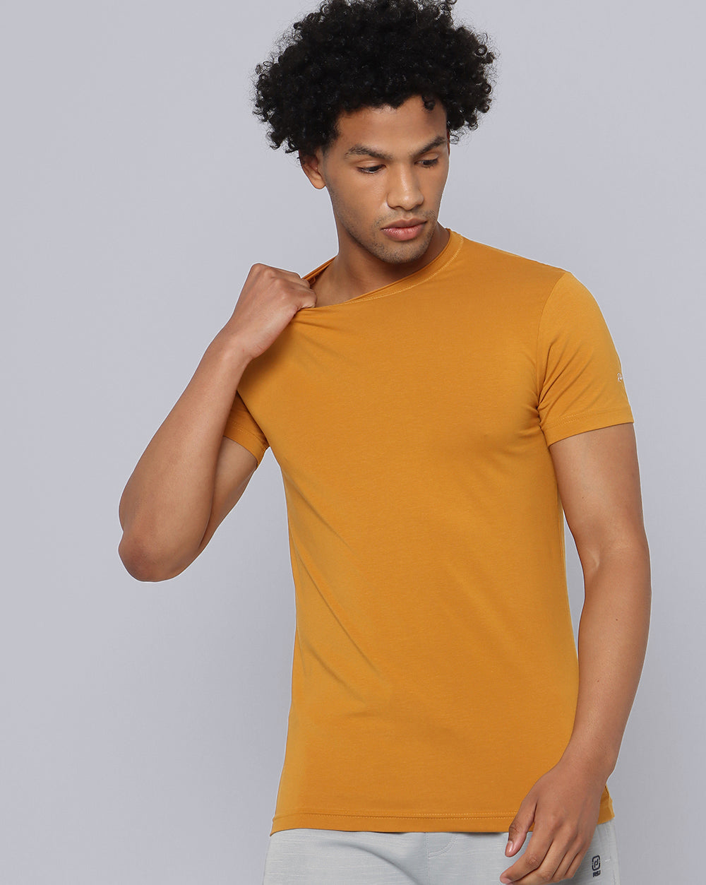 Crewneck Strech T-Shirt-Golden Yellow