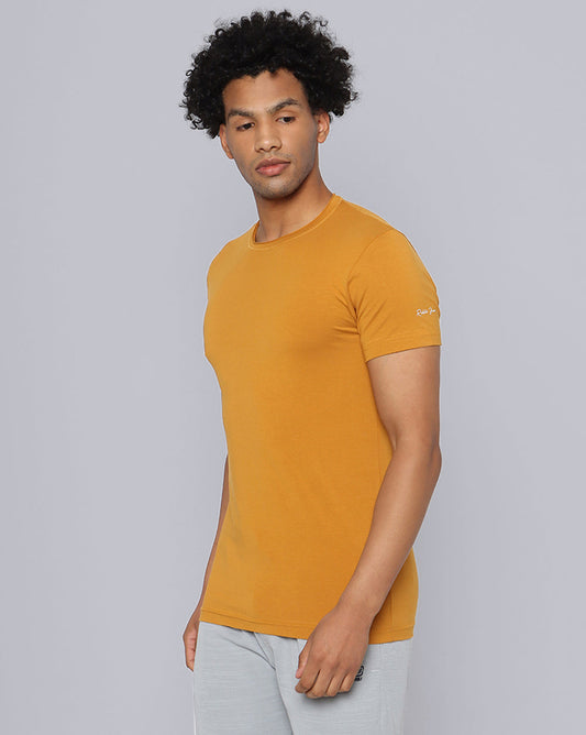 Crewneck Strech T-Shirt-Golden Yellow