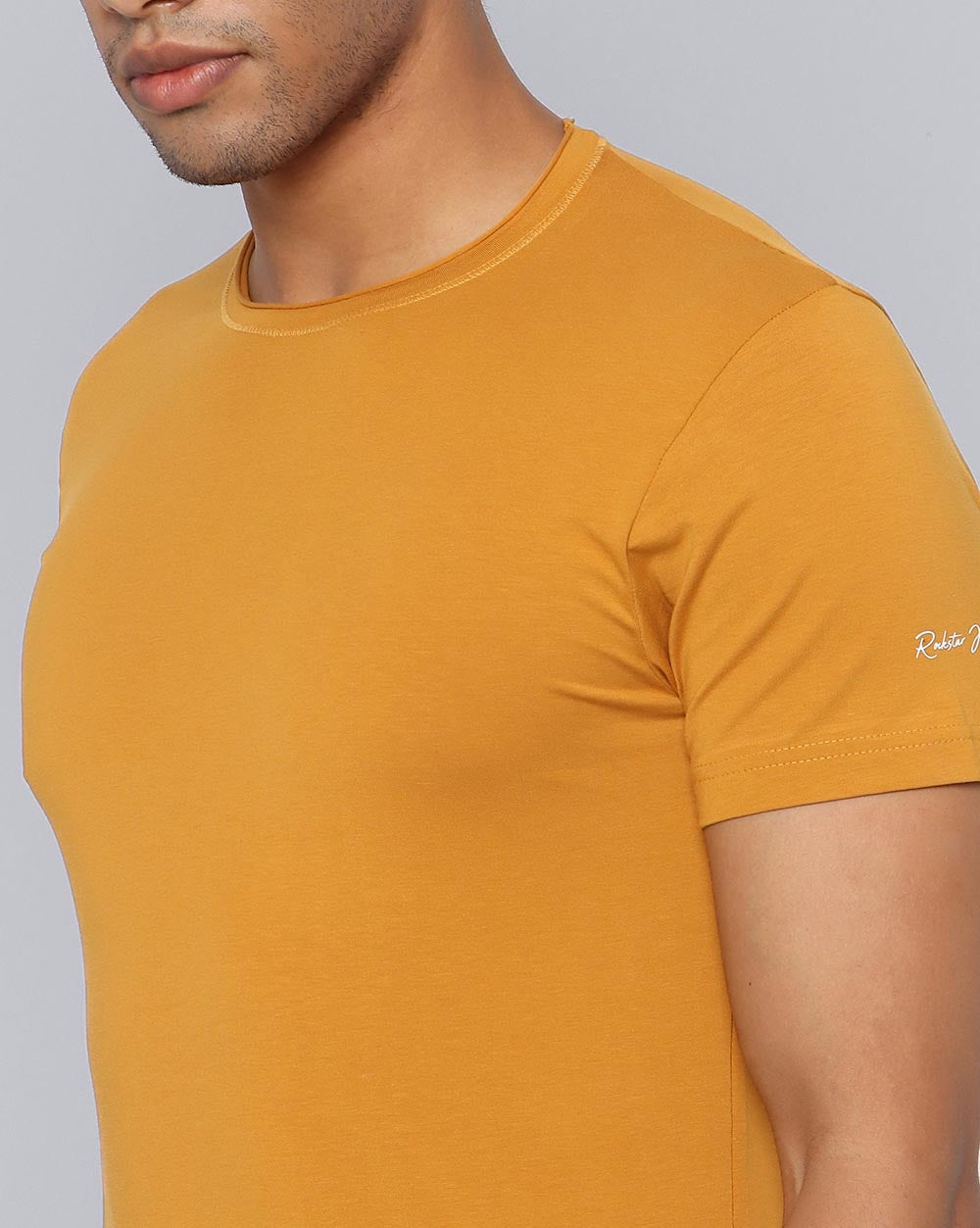 Crewneck Strech T-Shirt-Golden Yellow