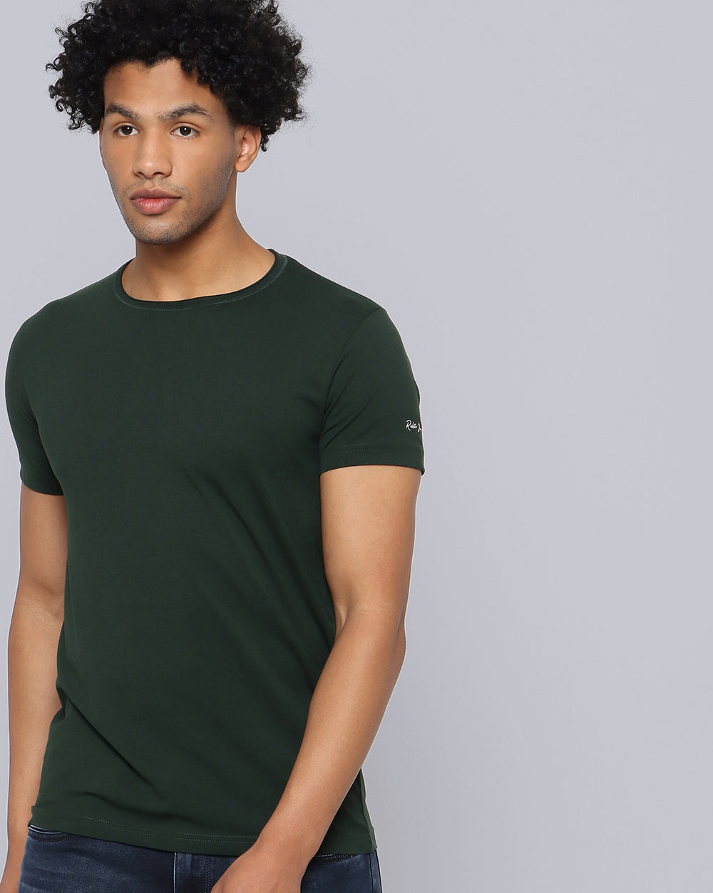 Crewneck Strech T-Shirt-Deep Green